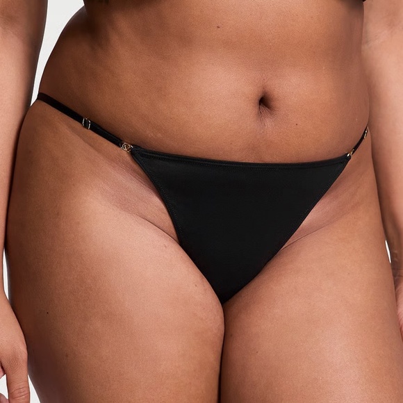 Victoria’s Secret Smooth Adjustable String Bikini Panty Black S NEW - Picture 1 of 3